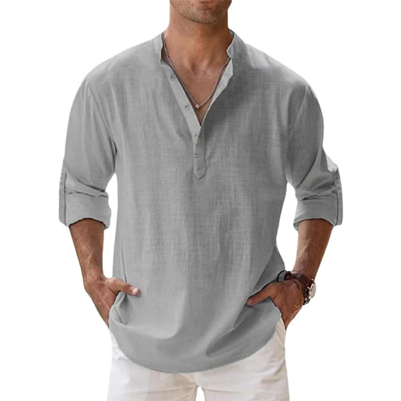 Cotton Linen Shirts for Men Casual Shirts Lightweight Long Sleeve