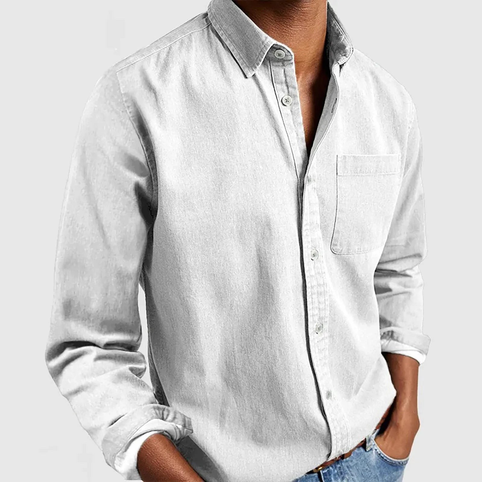 Loose Shirts Men Lightweight Long Sleeved Shirt Spring Summer