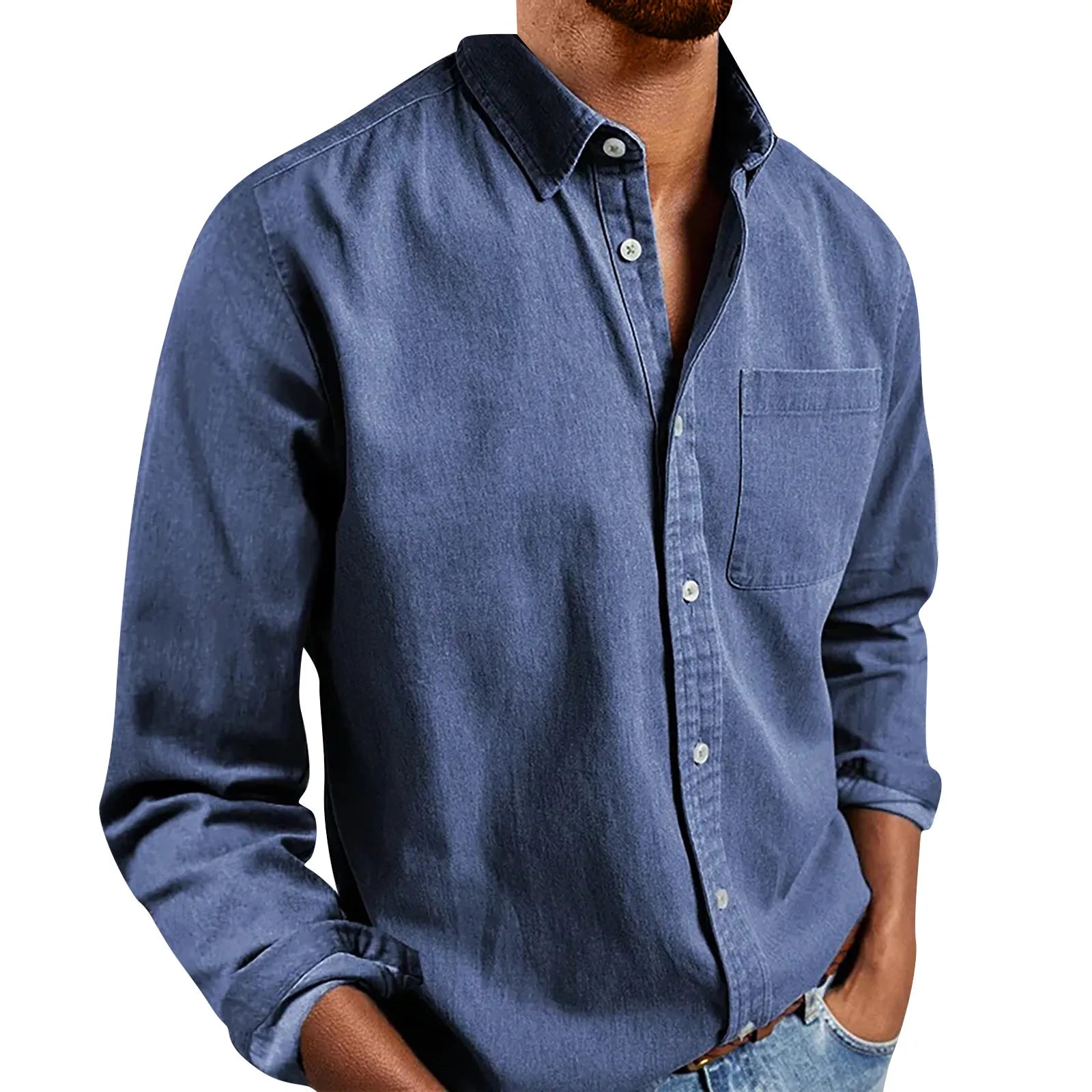 Loose Shirts Men Lightweight Long Sleeved Shirt Spring Summer