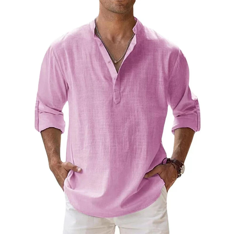 Cotton Linen Shirts for Men Casual Shirts Lightweight Long Sleeve