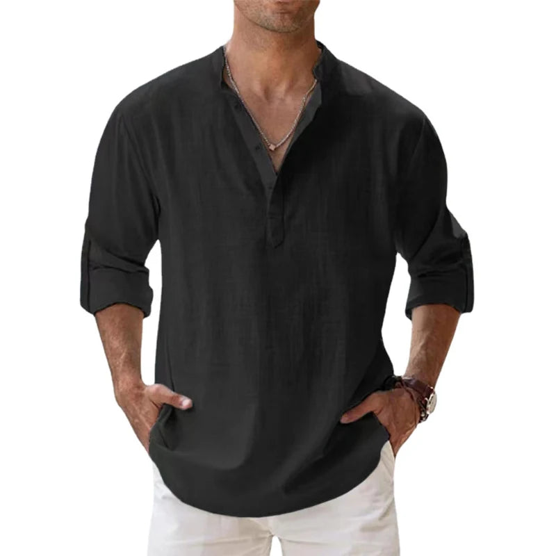 Cotton Linen Shirts for Men Casual Shirts Lightweight Long Sleeve