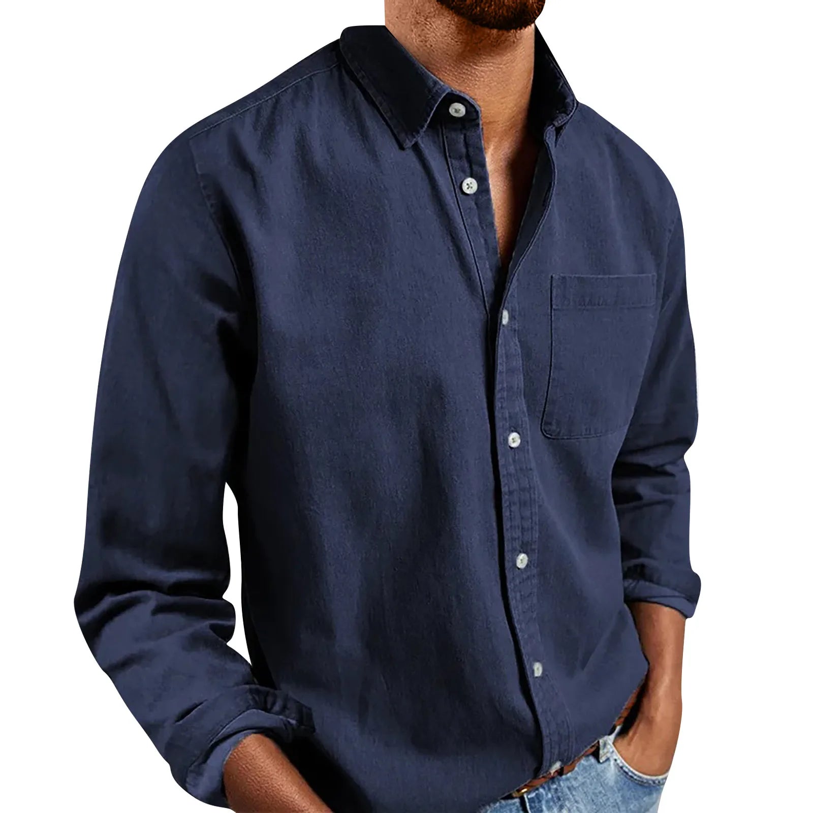 Loose Shirts Men Lightweight Long Sleeved Shirt Spring Summer