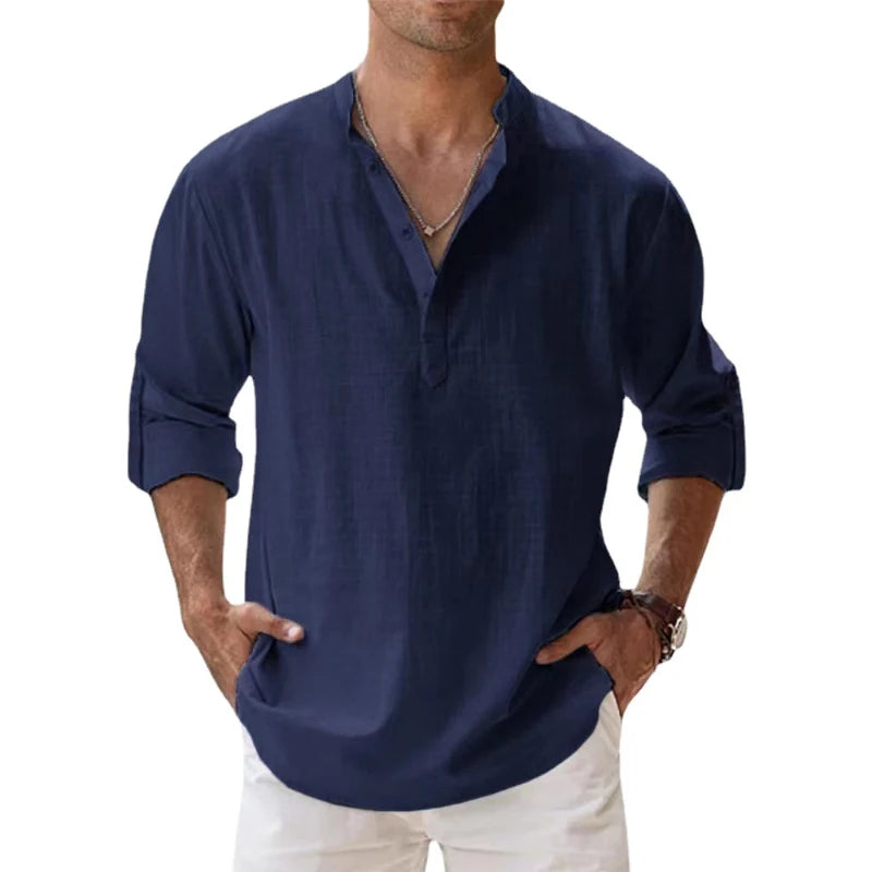 Cotton Linen Shirts for Men Casual Shirts Lightweight Long Sleeve
