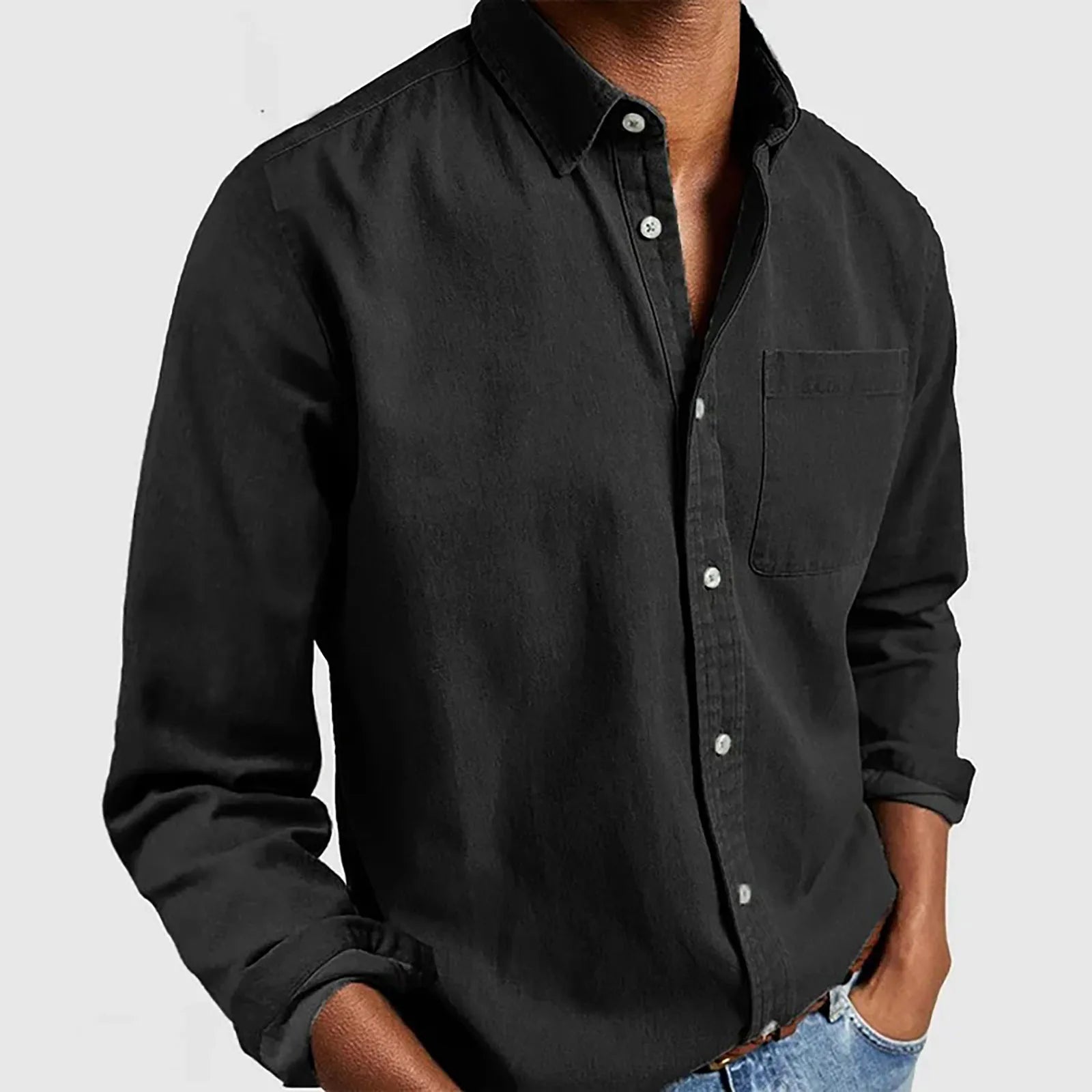 Loose Shirts Men Lightweight Long Sleeved Shirt Spring Summer